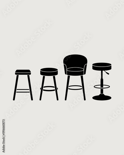 Minimalist Bar Stools Collection: Chic Seating Arrangement for Modern Interiors, Restaurant Furniture, Contemporary Bar, Pub Decor, Kitchen Counter Seats,  Upholstered Accent Chairs for Home, Retro De