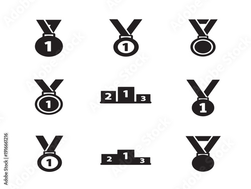 Elegant winners podium silhouette in bold celebratory design