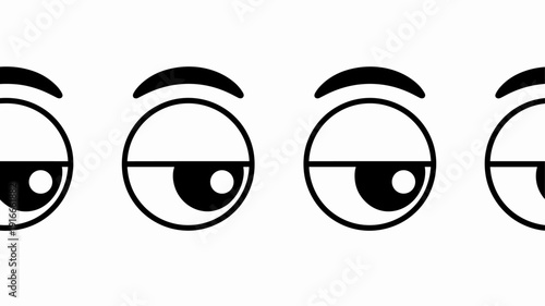 Cartoon Eyes Rolling Skeptically on White Background: Expressing Disapproval, Boredom, Sarcasm in Animation, Graphic Design, Vector Art for Education, Social Media, Healthcare, Corporate Training Mate