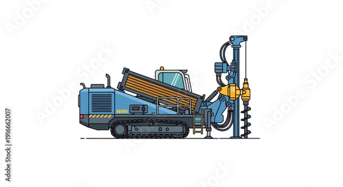 Modern drilling rig with crawler tracks in operation