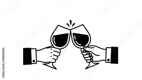 Two hands clinking wine glasses in a celebratory toast
