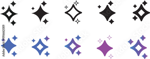  Artificial intelligence sign.  gradient sparkles .Generative AI logo icon magic sparkle stars symbol .