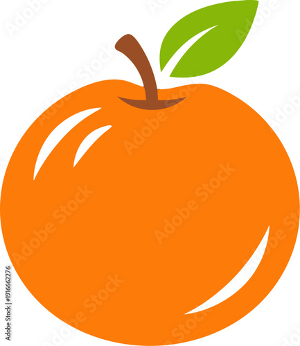 Illustration of a Fresh Orange with Leaf