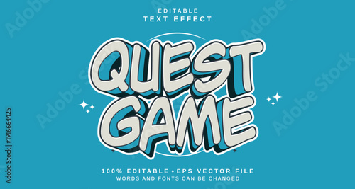 Editable text style effect - Quest Game text style theme.
