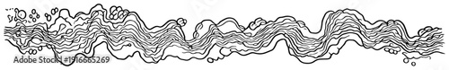 Abstract flowing river stream with bubbles in hand drawn style