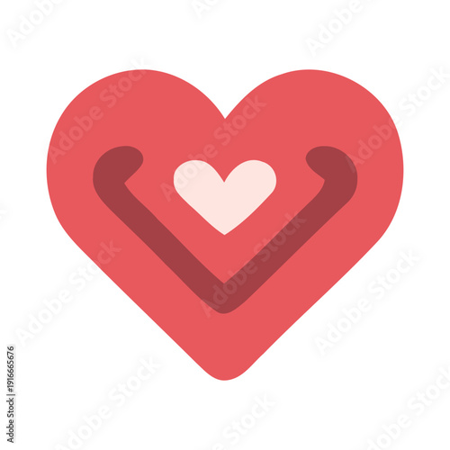 Modern red heart icon symbolizing love, affection, care, and passion. Ideal graphic for romantic themes, health, relationships, and emotional connection in digital design