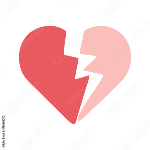 A cracked and broken heart symbol, representing sadness, heartbreak, and relationship issues, rendered as a simple illustration