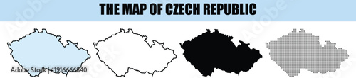 Czech Republic Map Vector Graphics: Outline Silhouette and Dotted Styles