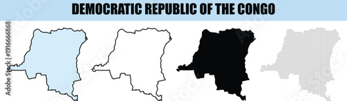 Democratic Republic of Congo Outline Maps Vector Collection