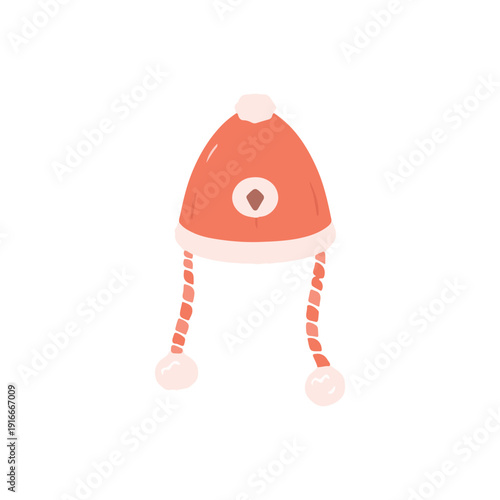 Orange Winter Beanie Hat with Earflaps