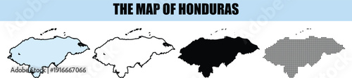 Honduras Map Vector IllustrationsOutline Solid Patterned and Colored Shapes