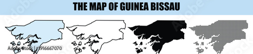 Guinea Bissau Map Vector Set Outline Silhouette Pixelated Representation
