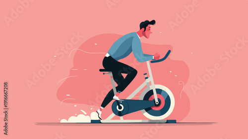 A person cycling indoors on a stationary bike