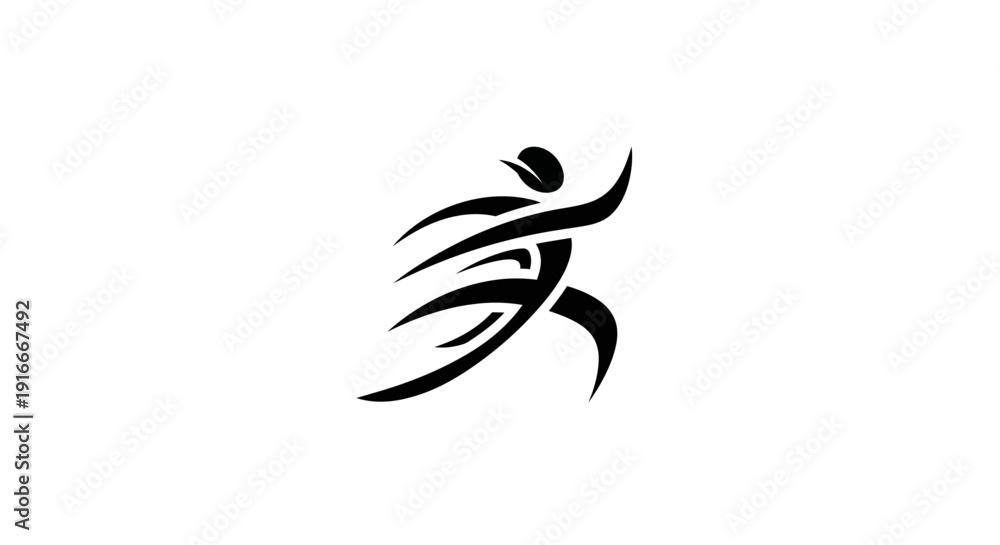 Fototapeta premium Dynamic illustration of a person running with flowing motion lines