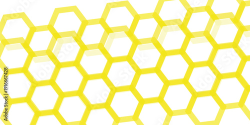 Seamless yellow hexagon honeycomb pattern with soft gradient geometric background