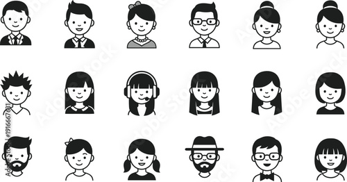 Vector illustration of diverse cartoon avatars symbolizing identity, inclusivity, culture, community, personalization, education, and social values