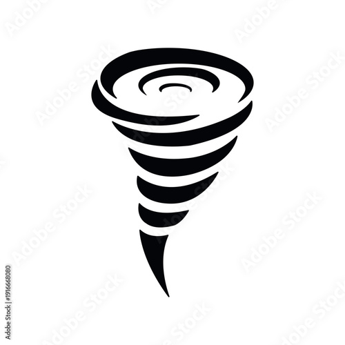 Tornado disaster vector icon silhouette isolated on white background. Flat hurricane illustration, storm weather danger wind symbol.