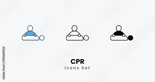 CPR icons vector set stock illustration