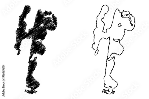 Lake St. Lucia (Africa, Republic of South Africa, RSA) map vector illustration, scribble sketch Saint Lucia map