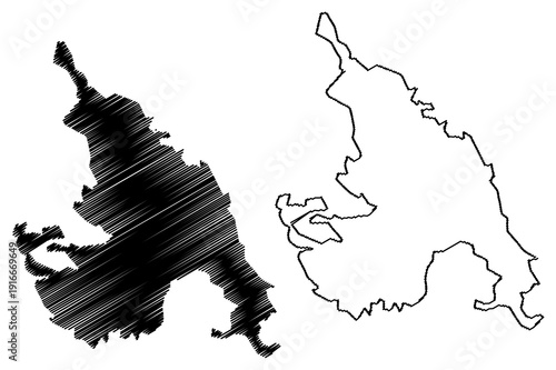 Lake Amadjuak (Canada, North America, Baffin Island) map vector illustration, scribble sketch map