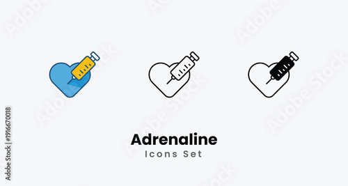Adrenaline icons vector set stock illustration