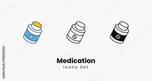 Medication icons vector set stock illustration
