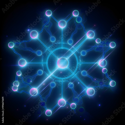 Wallpaper Mural Futuristic Neon Neural Network Pattern with Glowing Digital Connections and Cyber Technology Vibes Torontodigital.ca