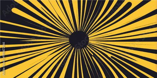 Yellow sun rays abstract background with vector light burst