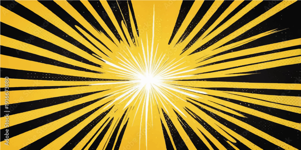Fototapeta premium Yellow burst abstract background with rays and sunbeam design