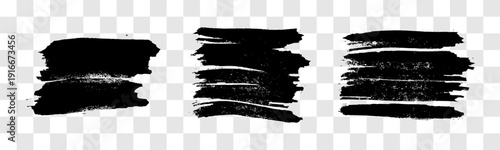 Set of black hand drawn brush strokes