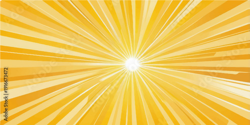 Abstract yellow sunburst background with bright rays and glowing light effects for summer design
