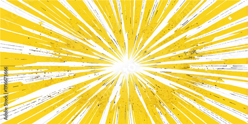 Abstract yellow sunburst background with bright rays and warm sunlight illustration