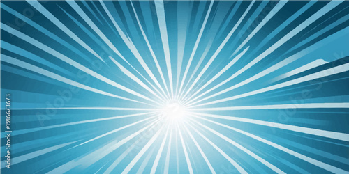 Abstract blue sunburst background with bright rays and glowing light effects suitable for sunny and modern design them