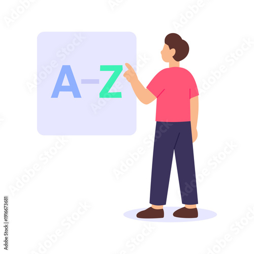 Typography Selection, choosing fonts aligned with brand identity, Flat vector character illustration