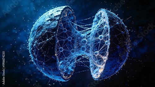 Abstract digital sphere with network connections