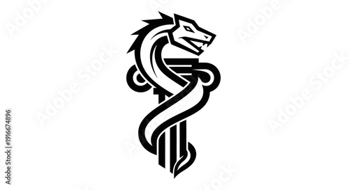 Stylized snake and column design