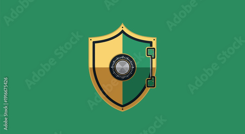 Digital Security Shield with Lock and Keyhole.