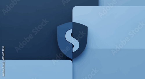 Abstract Shield Symbol with S Letter.