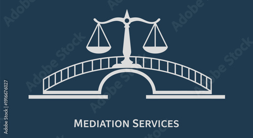Symbolic Bridge and Scales of Justice Representing Mediation Services.