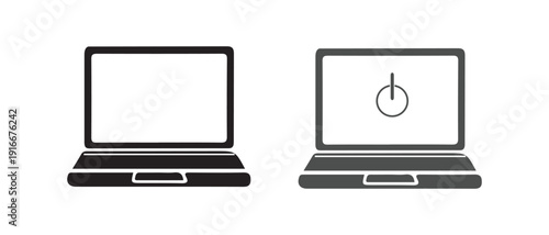 Laptop computer icons with blank and loading screen displays side by side
