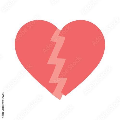 A simple, stylized illustration of a cracked heart, representing heartbreak, sadness, and emotional distress in a graphic design format