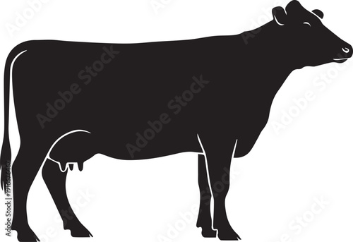 Black Silhouette of a Cow Standing.