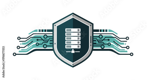 Cyber Security Shield Protecting Digital Data Servers Network.