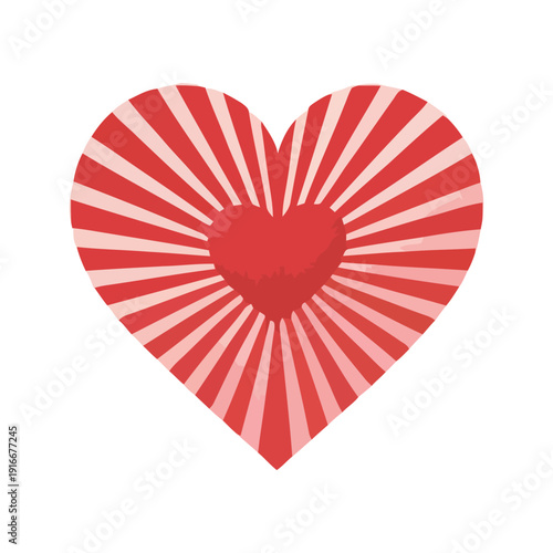 Vibrant red heart illustration with a radiating sunburst design, symbolizing love, passion, and celebration, perfect for romantic greetings or festive holiday themes