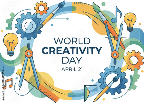 Abstract Composition of Creative Tools Celebrating World Creativity Day with Artistic and Innovative Elements