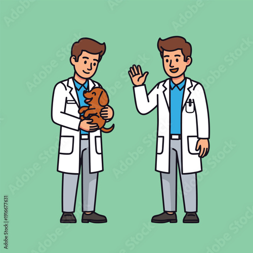 Veterinarians in Lab Coats with Cat.