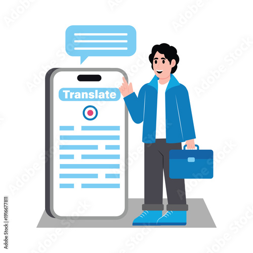 Digital assistant translating vector illustration 