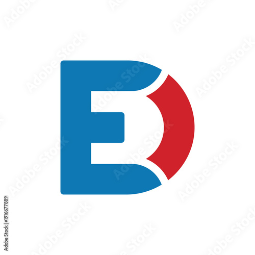 Modern E and D Monogram Logo Mark in Blue and Red for Business Branding and Corporate Identity