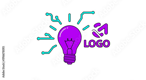 Creative Idea Light Bulb Logo with Abstract Elements.