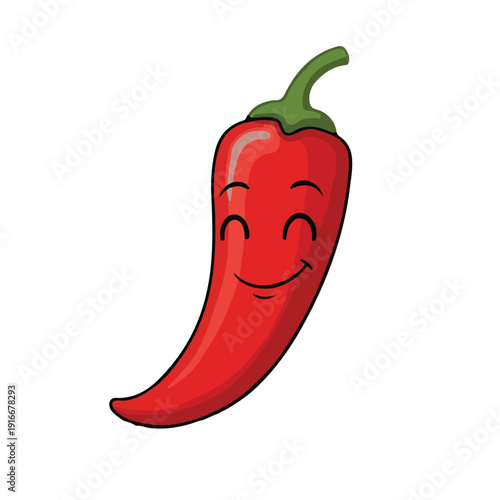 An illustration of a chili pepper character with a frowning or sad expression. It depicts a moderate level of spiciness. The image is made with a vector.